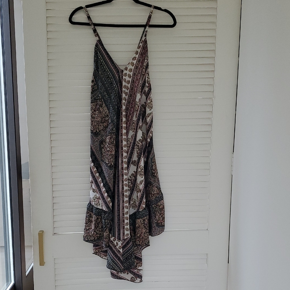 RAGA Ethnic Print Midi Dress in Cream Blue Pink Burgandy  X-small